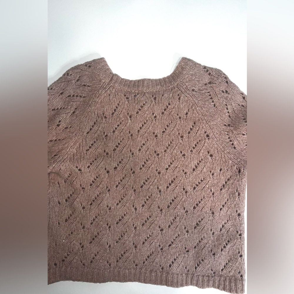 J. Crew Light Pink Pointelle Wool Blend Crew Neck Sweater Sz L - Picture 10 of 13
